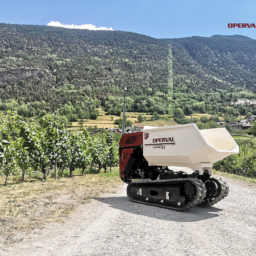 Dumper radiocomandato al lavoro in agricoltura, garantendo sicurezza e precisione