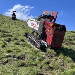 Mini Dumper cingolato diesel trasporta materiali su terreni ripidi e difficili in cantieri montani