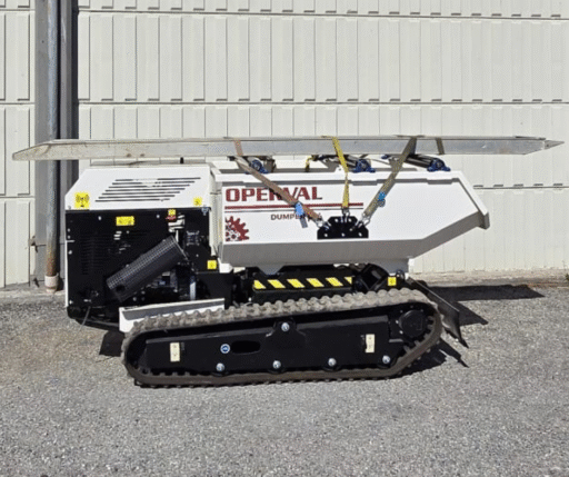 Rulli di carico su cassone dumper P14 per trasporto di attrezzatura