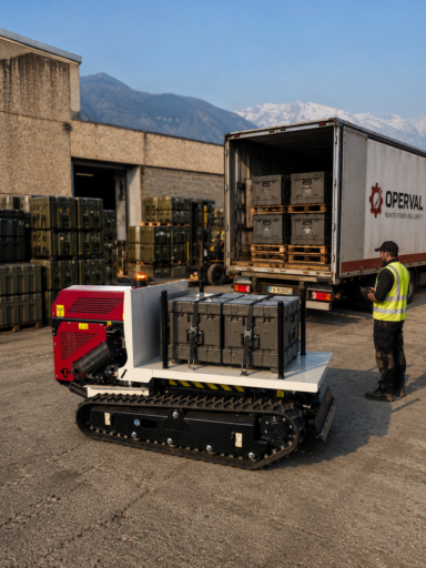 Dumper radiocomandato P24 trasporta materiali pesanti in un grande cantiere edile